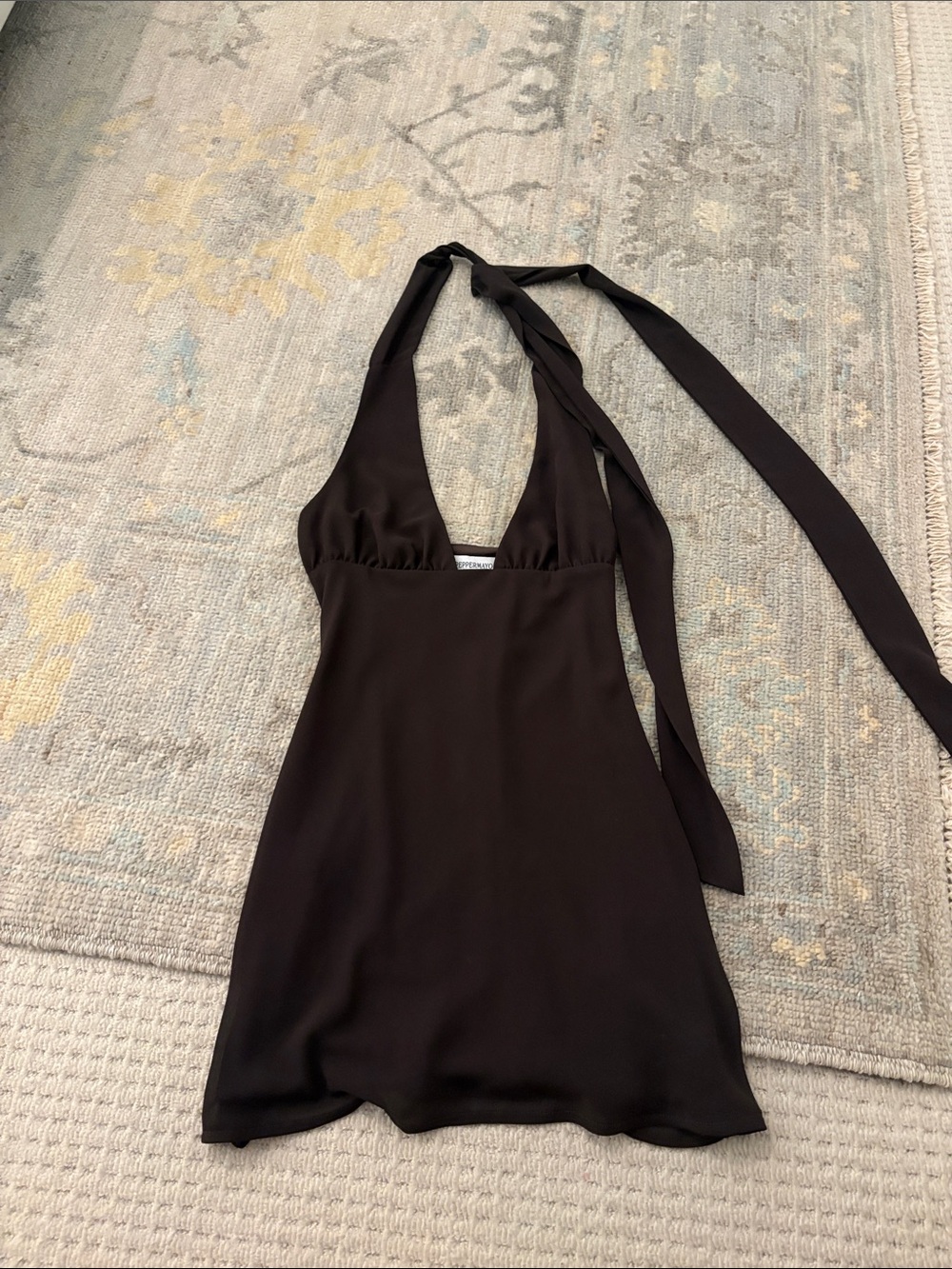 Peppermayo Black Halter Mini Dress